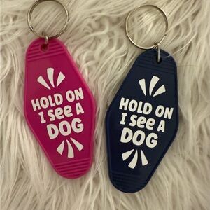 Pink and Blue Dog Keychains